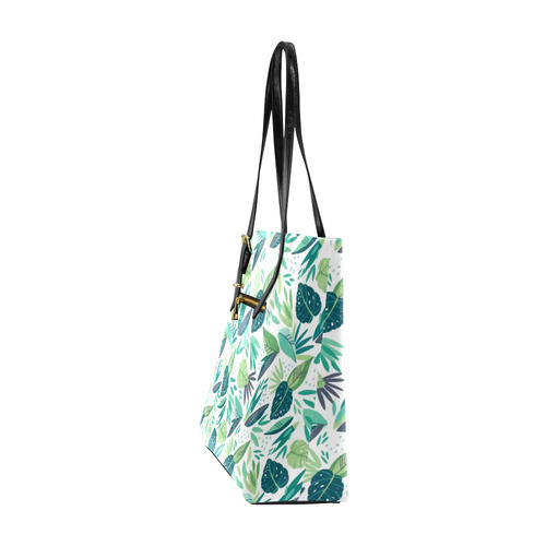 Green Tropical Leaf Floral Pattern Euramerican Tote Bag/Small (Model 1655)