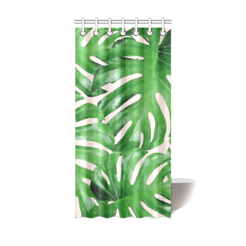 Tropical Leaf Watercolor Floral Shower Curtain 36"x72"