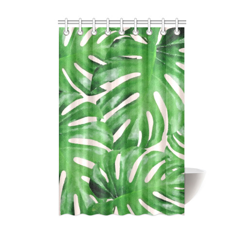 Tropical Leaf Watercolor Floral Shower Curtain 48"x72"