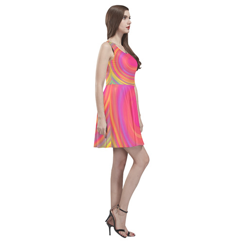 Rainbow Swirls Thea Sleeveless Skater Dress(Model D19)