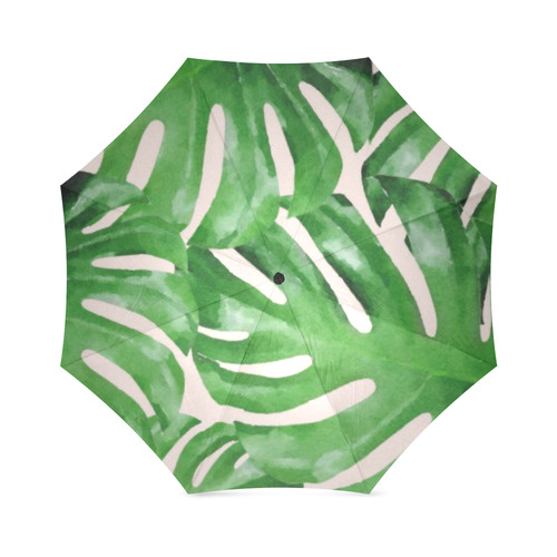 Tropical Watercolor Floral Leaf Foldable Umbrella (Model U01)