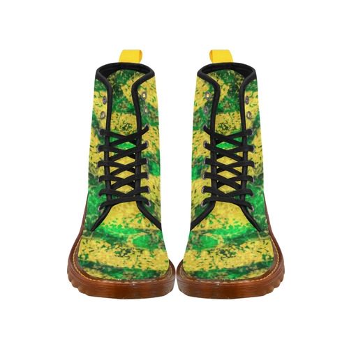 Green Gold Modern Abstract Martin Boots For Women Model 1203H