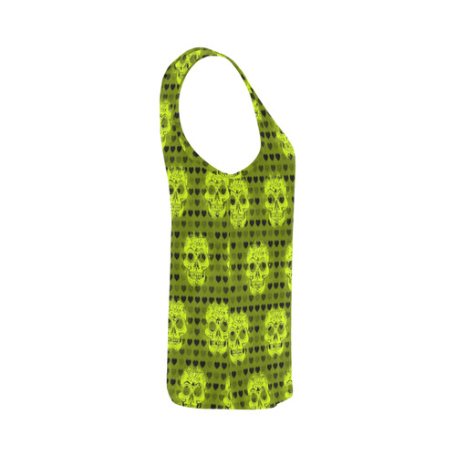 skulls and hearts,yellow by JamColors All Over Print Tank Top for Women (Model T43)