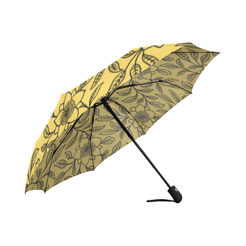 Vintage Lace Floral Primrose Yellow Auto-Foldable Umbrella (Model U04)