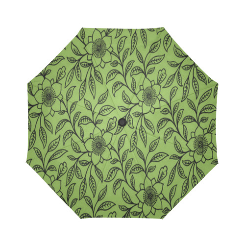 Vintage Lace Floral Greenery Auto-Foldable Umbrella (Model U04)