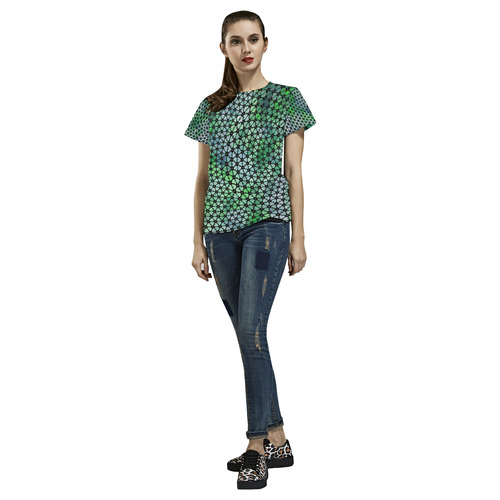 swinging hearts,green by FeelGood All Over Print T-Shirt for Women (USA Size) (Model T40)