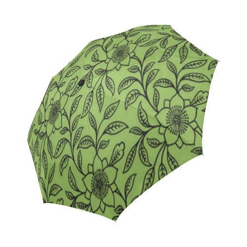 Vintage Lace Floral Greenery Auto-Foldable Umbrella (Model U04)