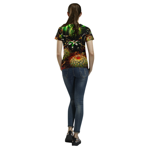 Cactus Plants All Over Print T-Shirt for Women (USA Size) (Model T40)