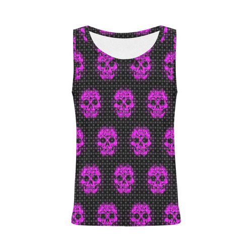 skulls and dotts, pink by JamColors All Over Print Tank Top for Women (Model T43)