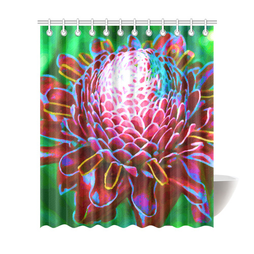 Tropical Floral Digital Painting Shower Curtain 72"x84"