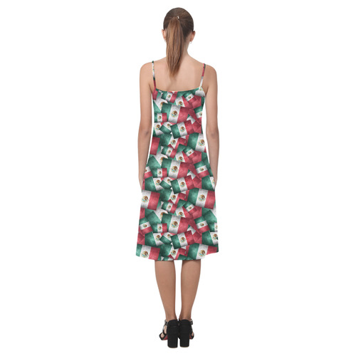 Grunge-Style Mexican Flag of Mexico Alcestis Slip Dress (Model D05)
