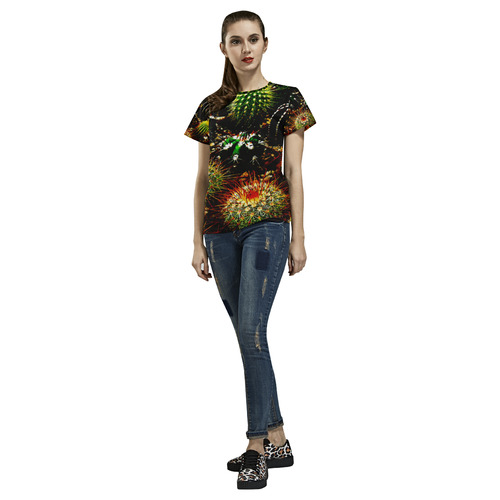 Cactus Plants All Over Print T-Shirt for Women (USA Size) (Model T40)