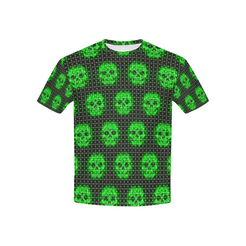 skulls and dotts, green by JamColors Kids' All Over Print T-shirt (USA Size) (Model T40)