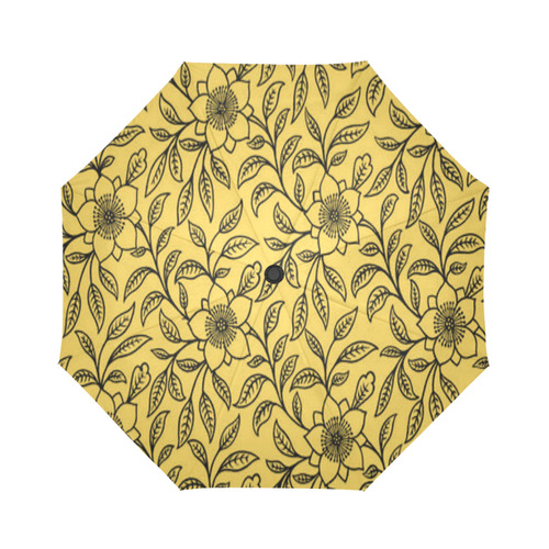 Vintage Lace Floral Primrose Yellow Auto-Foldable Umbrella (Model U04)