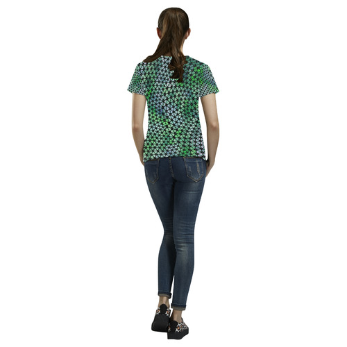swinging hearts,green by FeelGood All Over Print T-Shirt for Women (USA Size) (Model T40)