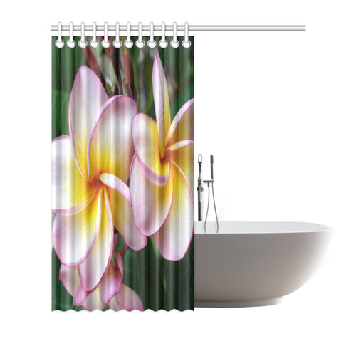 Plumeria Floral Tropical Flowers Shower Curtain 72"x72"