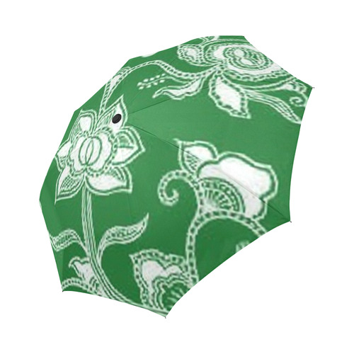 Green Floral Auto-Foldable Umbrella (Model U04)