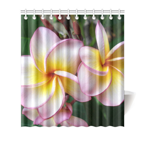 Plumeria Floral Tropical Flowers Shower Curtain 66"x72"