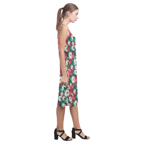 Grunge-Style Mexican Flag of Mexico Alcestis Slip Dress (Model D05)