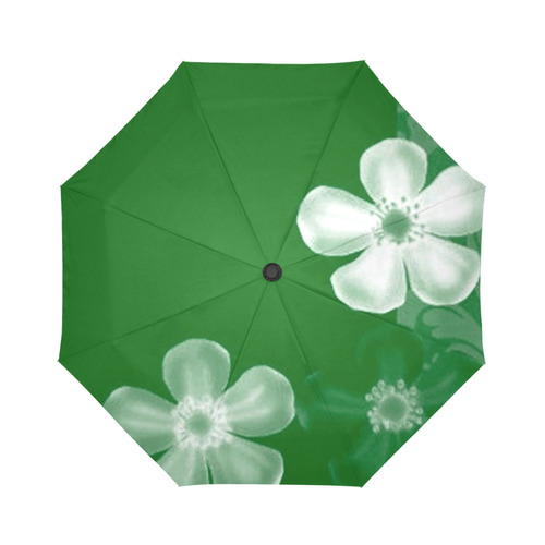 Retro 70s Flowers Green Auto-Foldable Umbrella (Model U04)