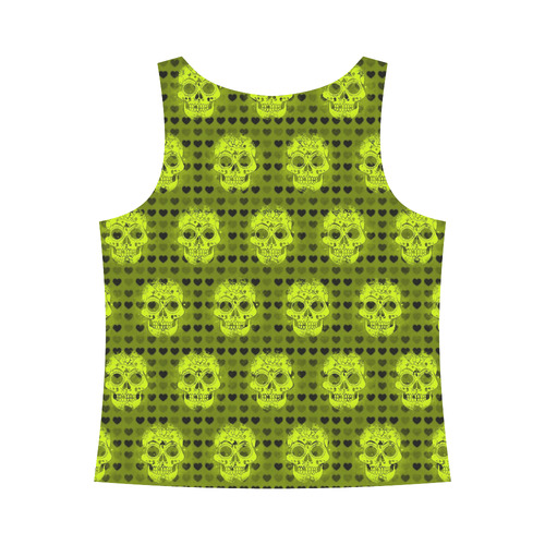 skulls and hearts,yellow by JamColors All Over Print Tank Top for Women (Model T43)