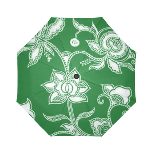 Green Floral Auto-Foldable Umbrella (Model U04)