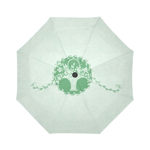 Green Floral Auto-Foldable Umbrella (Model U04)