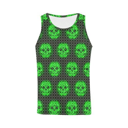 skulls and dotts, green by JamColors All Over Print Tank Top for Men (Model T43)