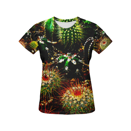 Cactus Plants All Over Print T-Shirt for Women (USA Size) (Model T40)