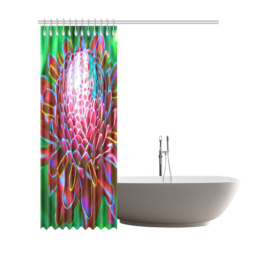 Tropical Floral Digital Painting Shower Curtain 72"x84"