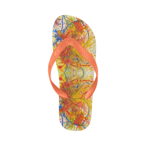 Aflame with Flower Art flip flops Flip Flops for Men/Women (Model 040)