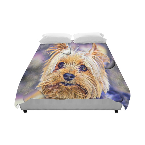 Yorkshire Terrier Popart Drops by Nico Bielow Duvet Cover 86"x70" ( All-over-print)