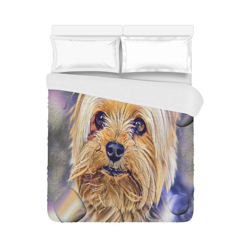 Yorkshire Terrier Popart Drops by Nico Bielow Duvet Cover 86"x70" ( All-over-print)