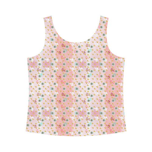 watercolor flowers pink gold All Over Print Tank Top for Women (Model T43)