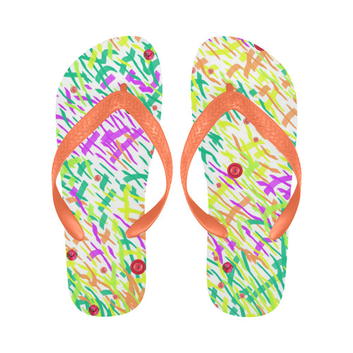 GrassWorld with Poppies Art flip flops Flip Flops for Men/Women (Model 040)