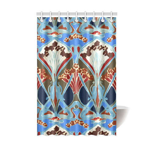 Art Deco Watercolor Vintage Floral Shower Curtain 48"x72"