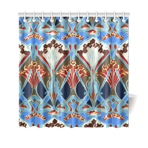 Art Deco Watercolor Vintage Floral Shower Curtain 69"x70"