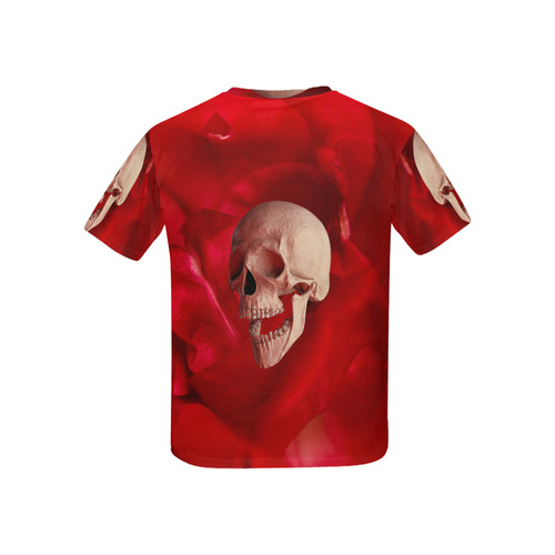 Funny Skull and Red Rose Kids' All Over Print T-shirt (USA Size) (Model T40)