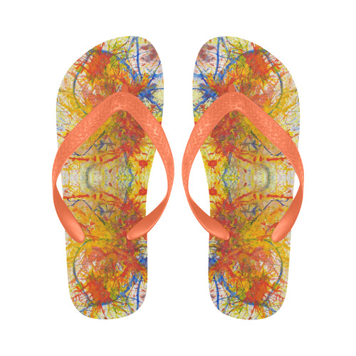 Aflame with Flower Art flip flops Flip Flops for Men/Women (Model 040)