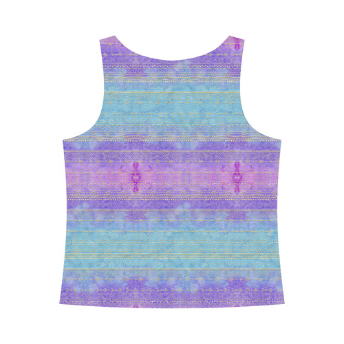 boho pattern, golden tribals and arrow, tie dye All Over Print Tank Top for Women (Model T43)