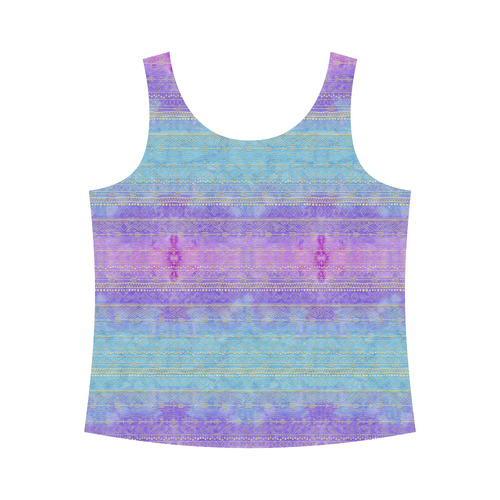 boho pattern, golden tribals and arrow, tie dye All Over Print Tank Top for Women (Model T43)