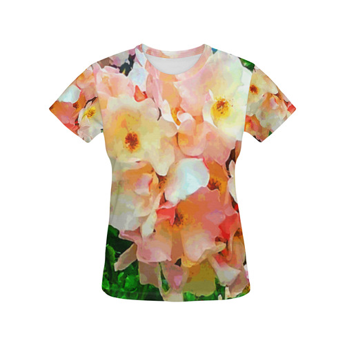 Garden Flowers Floral All Over Print T-Shirt for Women (USA Size) (Model T40)