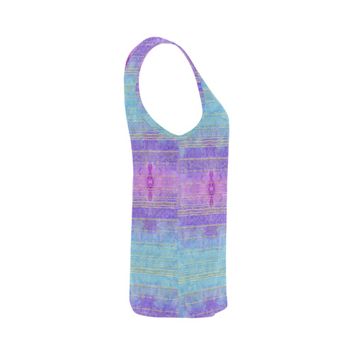 boho pattern, golden tribals and arrow, tie dye All Over Print Tank Top for Women (Model T43)