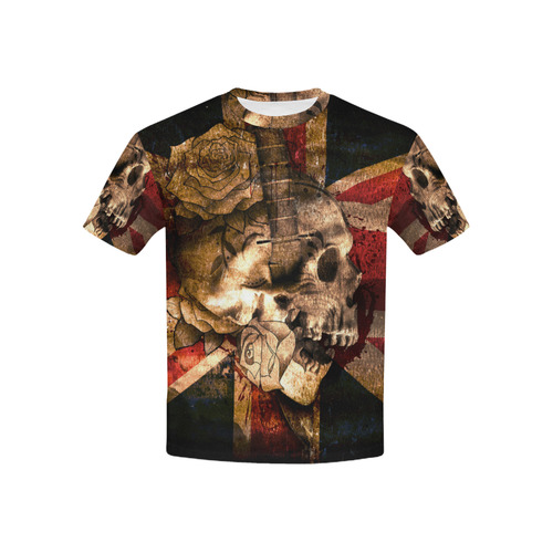 Grunge Skull and British Flag Kids' All Over Print T-shirt (USA Size) (Model T40)