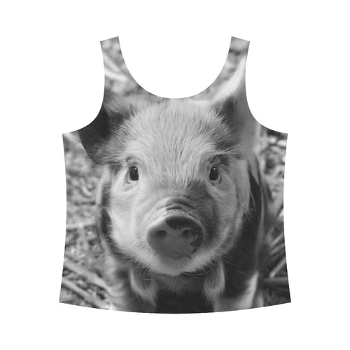 sweet piglet black white All Over Print Tank Top for Women (Model T43)