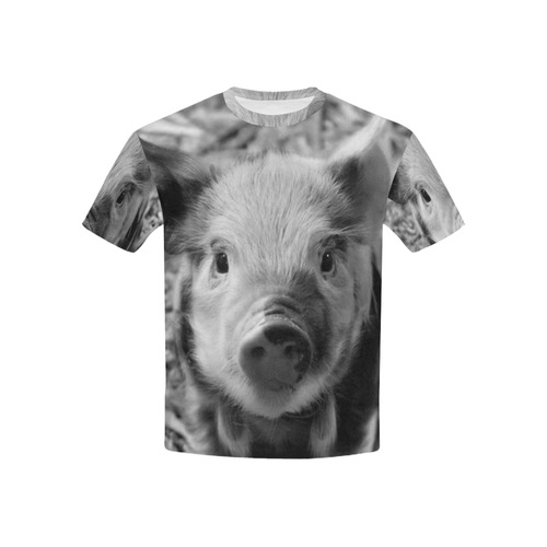 sweet piglet black white Kids' All Over Print T-shirt (USA Size) (Model T40)