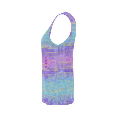 boho pattern, golden tribals and arrow, tie dye All Over Print Tank Top for Women (Model T43)