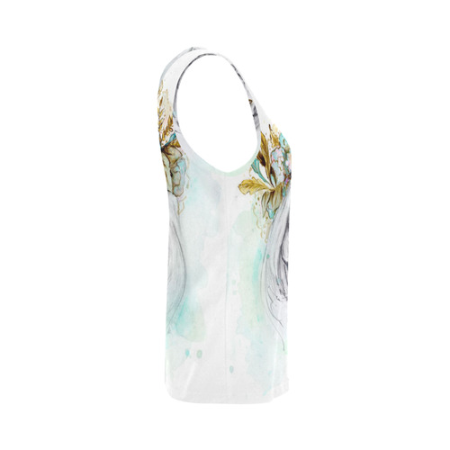 Sugar Skull Girl Mint Gold All Over Print Tank Top for Women (Model T43)