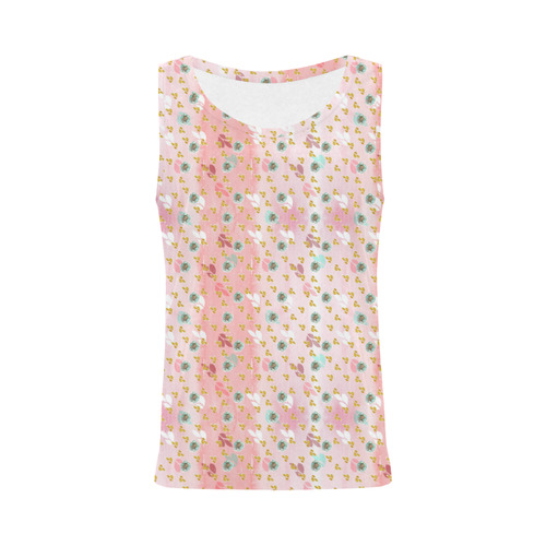 watercolor flowers pink gold All Over Print Tank Top for Women (Model T43)