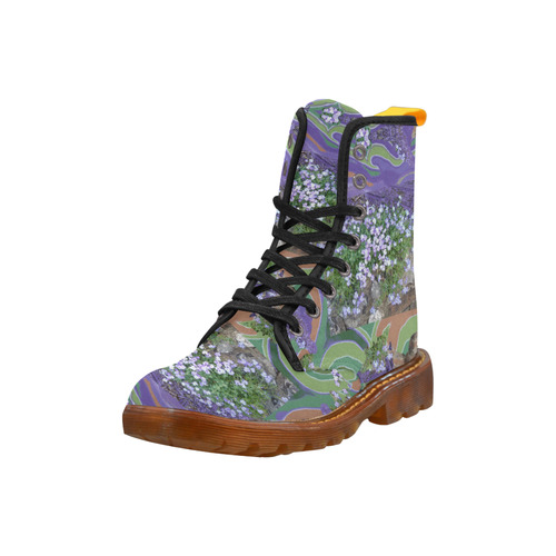 Purple Flower Textured Photo Art Boots Martin Boots For Women Model 1203H